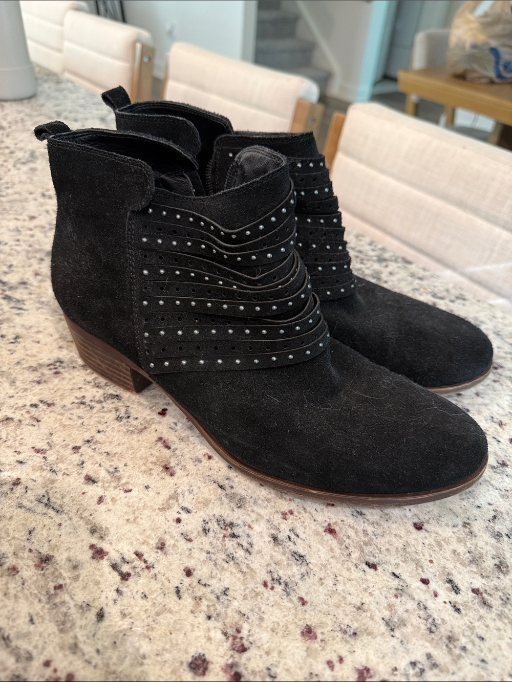 Lucky Brand Black Suede Studded Ankle Boots - Women